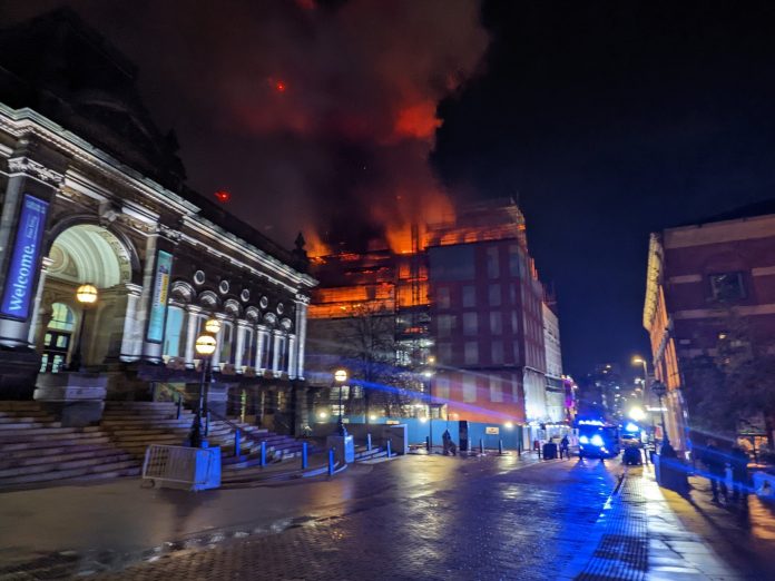 The Leonardo building, near Millenium Square in Leeds city centre, caught fire on the evening of 15 October 2022