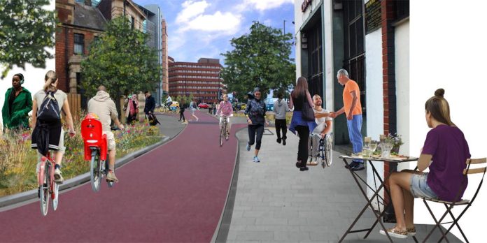 CGI of Sheffield active travel project