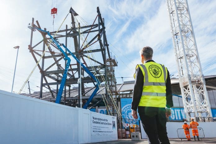 Phase one of the steel works has now commenced on the North Stand, part of the £300m development on Manchester City's Etihad Stadium