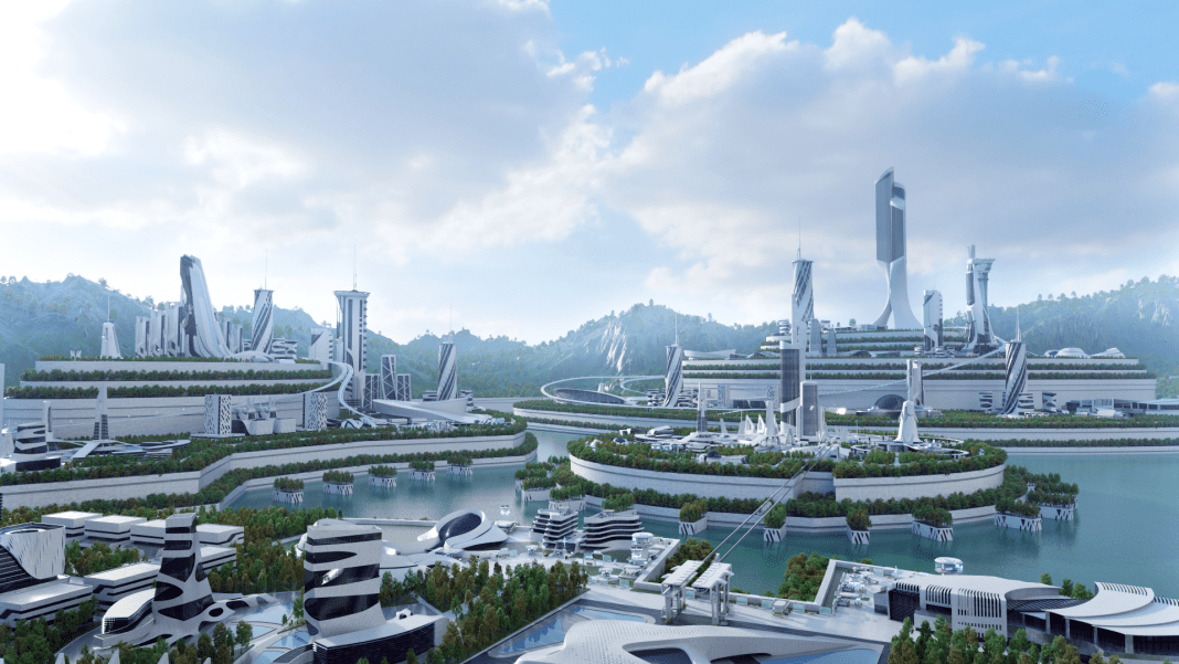 Mock up of city region utilising olympic games architecture