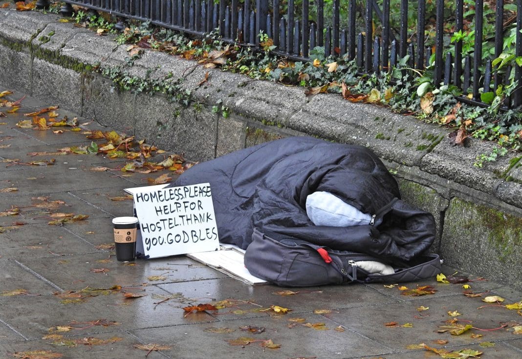 Homeless person in Dublin, a symptom of the issue that the Construct Innovate funding will contribute to fixing