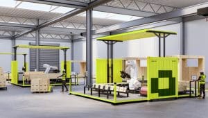 AUAR robotic microfactories being prepared for shipment in containers