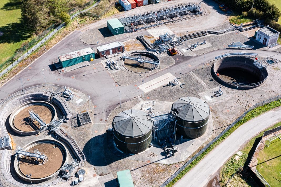 A waste water treatment plant in Dumfries, Galloway, Scotland. The Scottish Water investment programme will improve Scottish water further