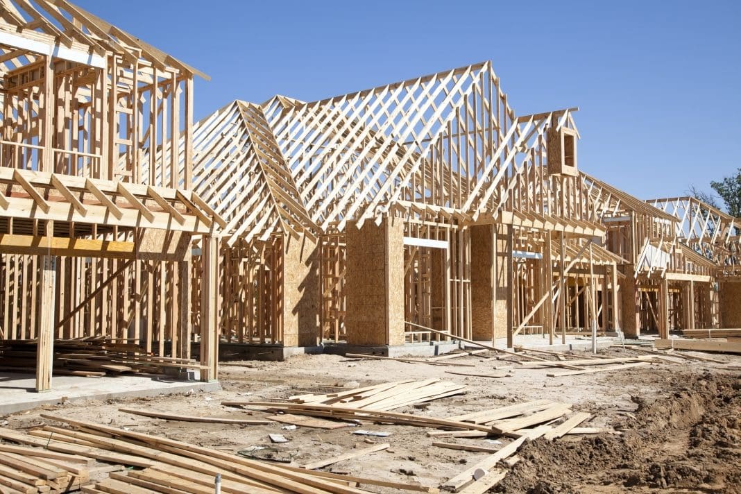 Timber in construction is useful to build frames such as this house frame