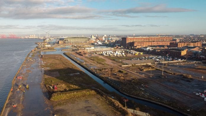 Aerial shot of Liverpool Central Docks