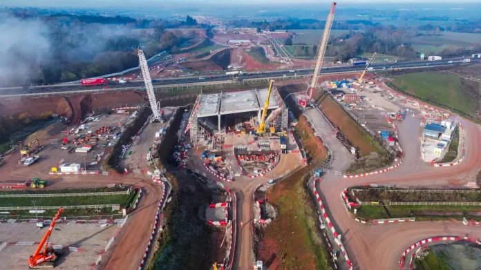 The HS2 Kenilworth Bypass structure under construction