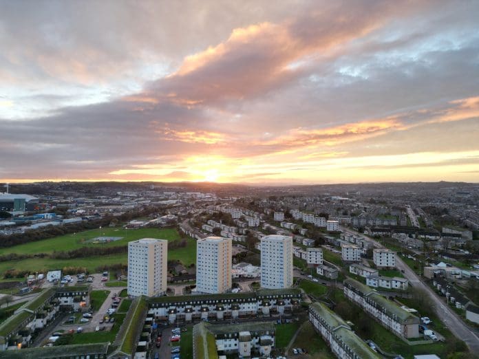 A selection of autumnal sunset skies in and around the city of Aberdeen, Scotland, representing UK housebuilding